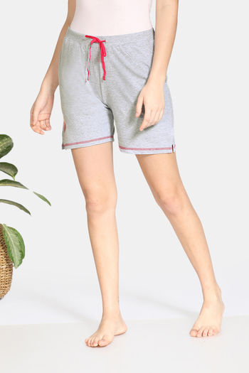 Zivame Bob Berry Knit Cotton Shorts Grey Melange